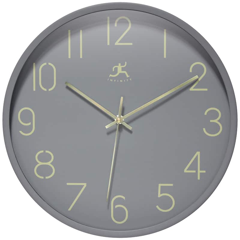 Stencil Number Clock - 14 in. - Light Grey