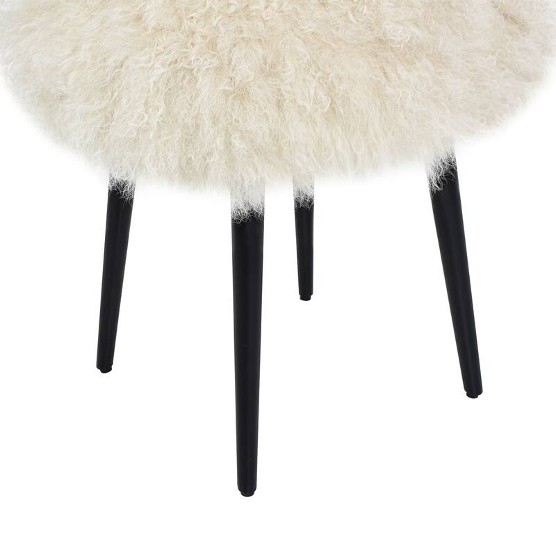 Alberta 16" Mongolian Sheepskin Round Ottoman