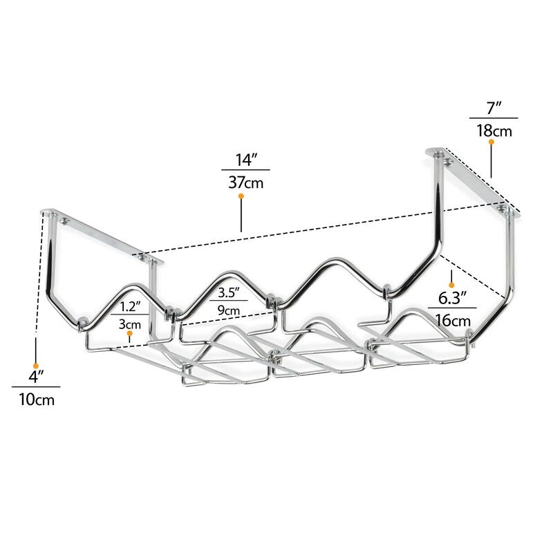 Wallniture Piccola Under Cabinet Wine Bottle Holder and Stemware Rack