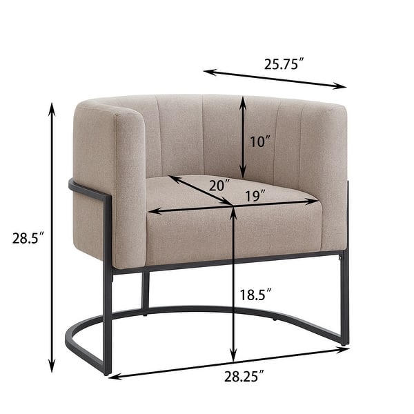 Upholstered Linen Accent Chair with Black Metal Stand,Mid-Century Living Room Leisure Chair with Curve Backrest