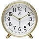 preview thumbnail 1 of 5, Matte Gold 6 inch Decorative Tabletop Alarm Clock Analog - 5.75 x 1.75 x 5.5