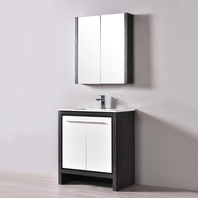 Solid Wood Bathroom Vanity with Mirror Medicine Cabinet