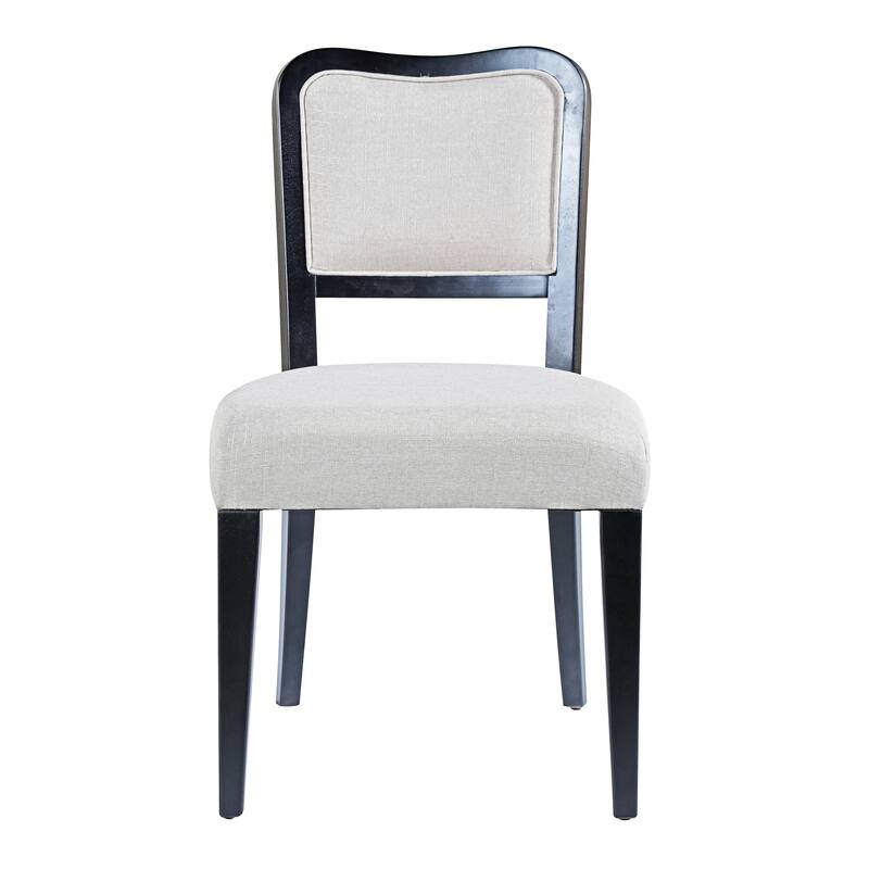 Upholstered Dining Chairs Set of 2 - Traditional Elegant Fabric Side Chairs with Curved Lines, Solid Hardwood Frame