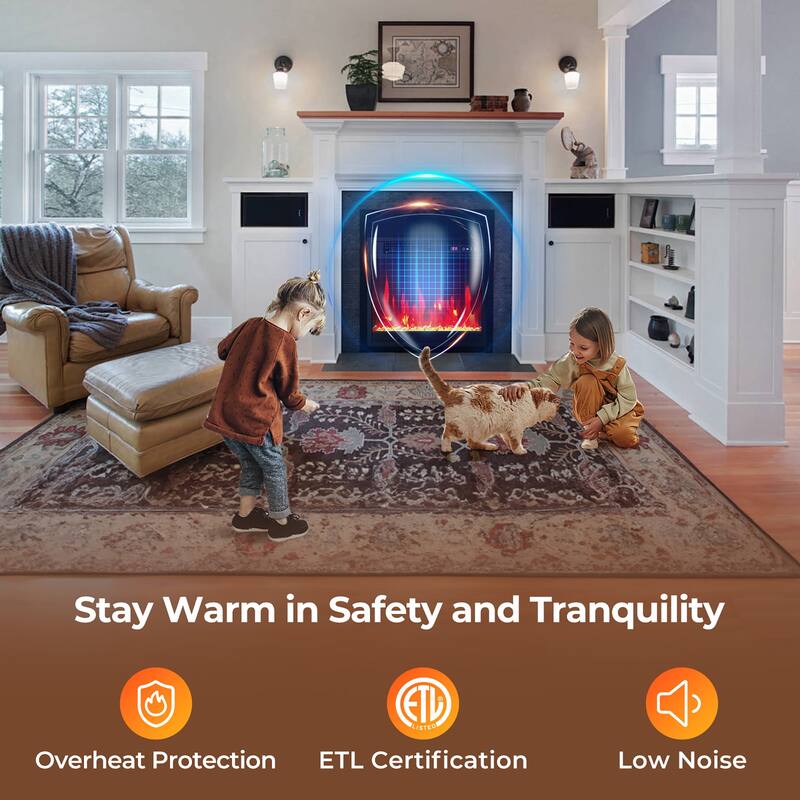 Gymax 18'' Electric Fireplace Insert w/Remote Control Adjustable Flame