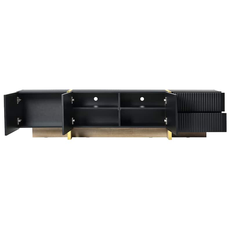 74" TV Stand with Cabinets, Drawers & Gold Legs for TVs Up to 80"