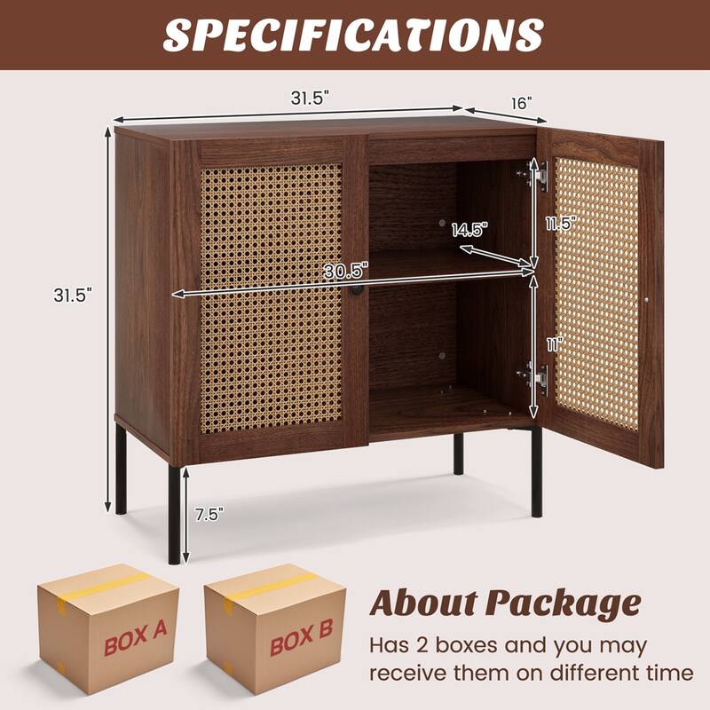 Costway Set of 2 Rattan Buffet Sideboard Wine Cabinet Cupboard - See Details