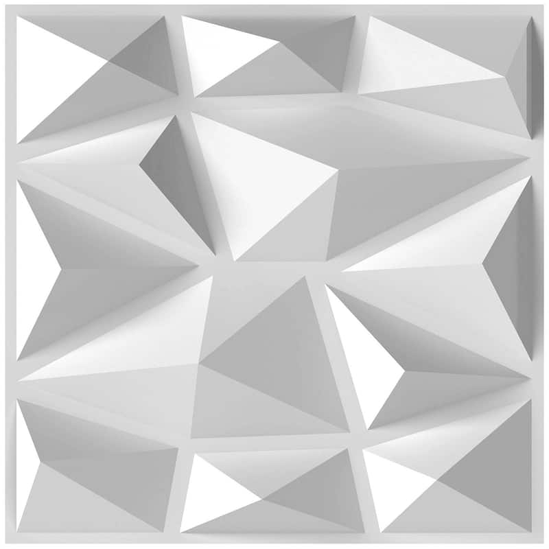 White PVC 3D Wall Panels Set of 100 with Diamond Pattern for 100 sq.ft - White