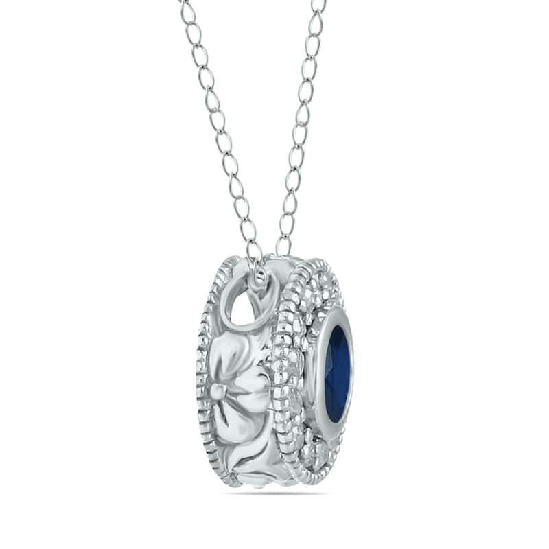 Marquee 10k White Gold Sapphire and 1/6ct TDW Diamond Necklace (I-J, I1-I2)