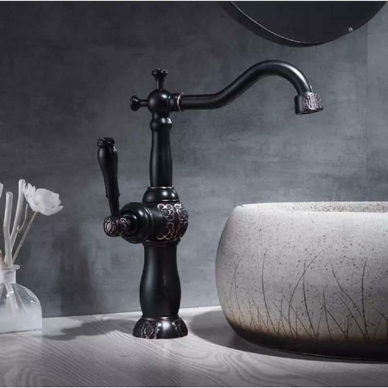 13" Clayborne Oil Rubbed Bronze Bathroom Faucet with Copper Design - 13' X 11" X 7"