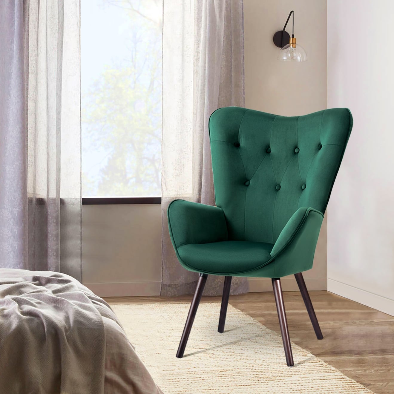 Carson Carrington Falltorp Mid century Tufted Velvet Accent Chair
