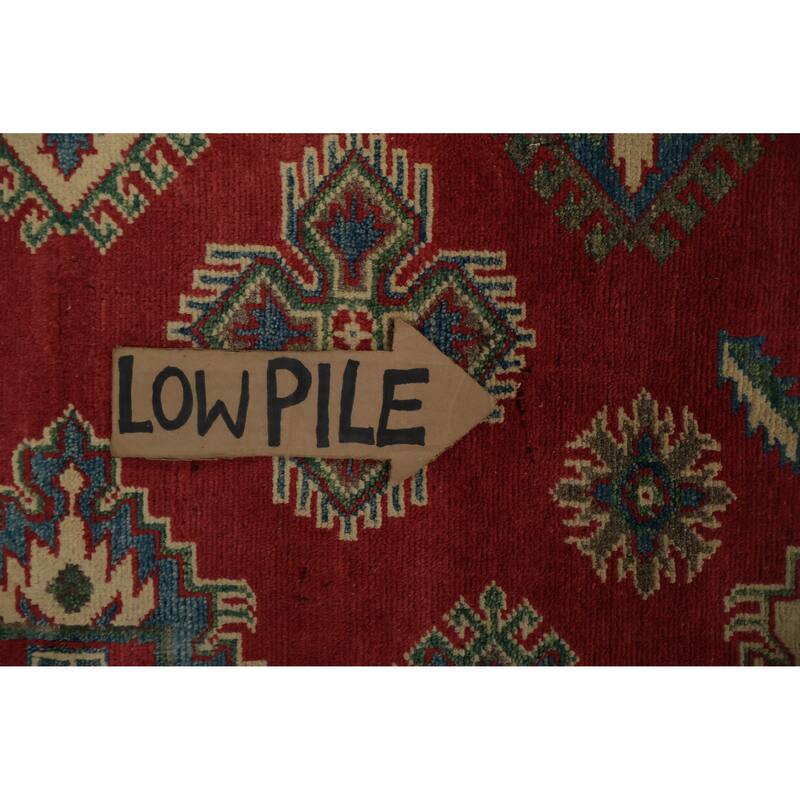 Hand Knotted Oriental 100% Wool Carpet Traditional Geometric Red Kazak Area Rug - 5' 9'' X 4' 0''
