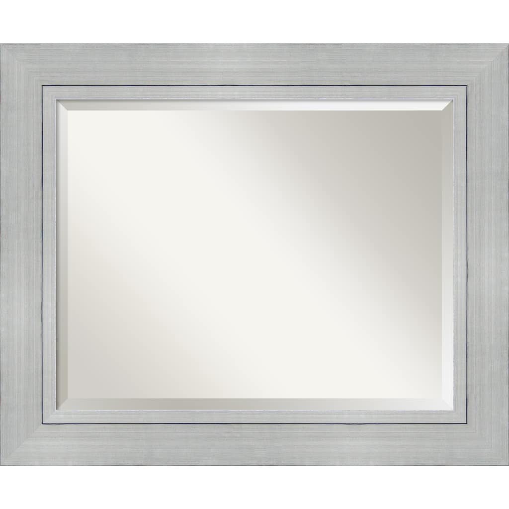 Beveled Wood Wall Mirror - Romano Silver Frame - Outer Size: 35 x 29 in