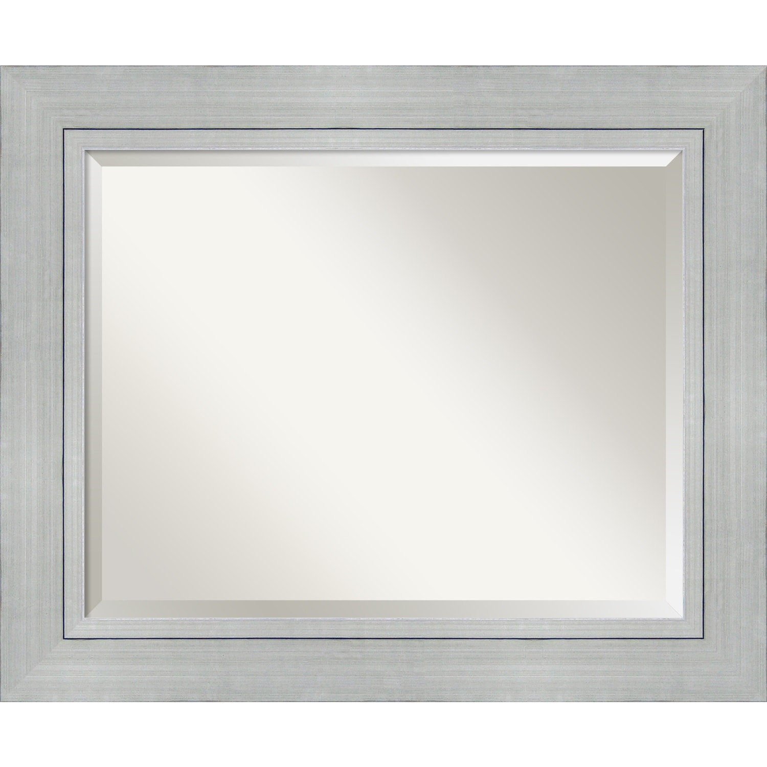 Beveled Wood Wall Mirror - Romano Silver Frame - Outer Size: 35 x 29 in