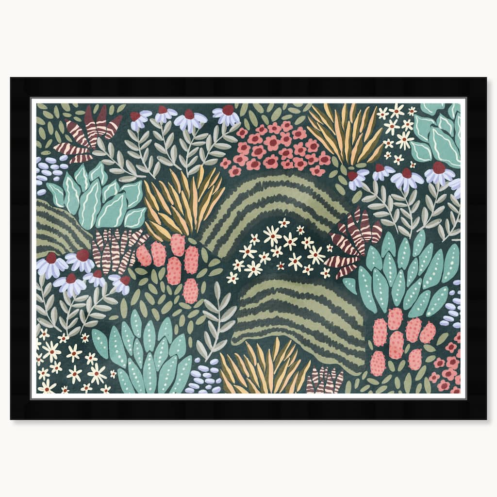 Wynwood Studio Nature Floral Path Framed Trendy Maximalist Decor 1 Piece Canvas Wall Art