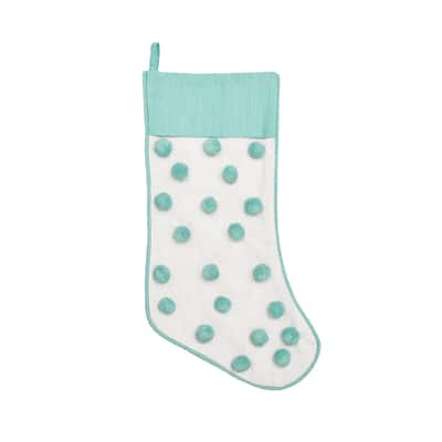 Surf Blue Dot Tufted Christmas Stocking