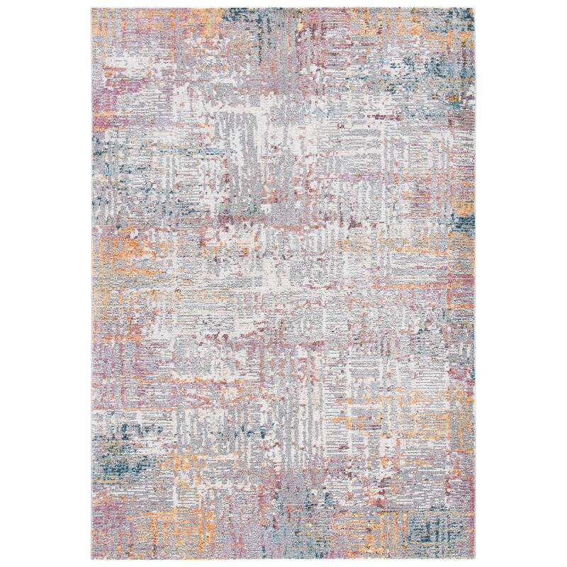 SAFAVIEH Crystal Rafaelle Modern Abstract Distressed Rug - 6'3" Square - Beige/Rust