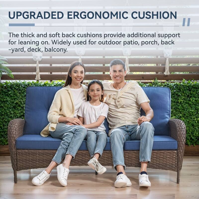 Gymojoy 7-Piece Outdoor Wicker Set with Fire Pit, 3-Seater Sofa, Swivel Chairs & Ottomans