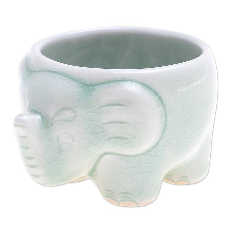 Novica Handmade Lanna Elephant Celadon Ceramic Teacup
