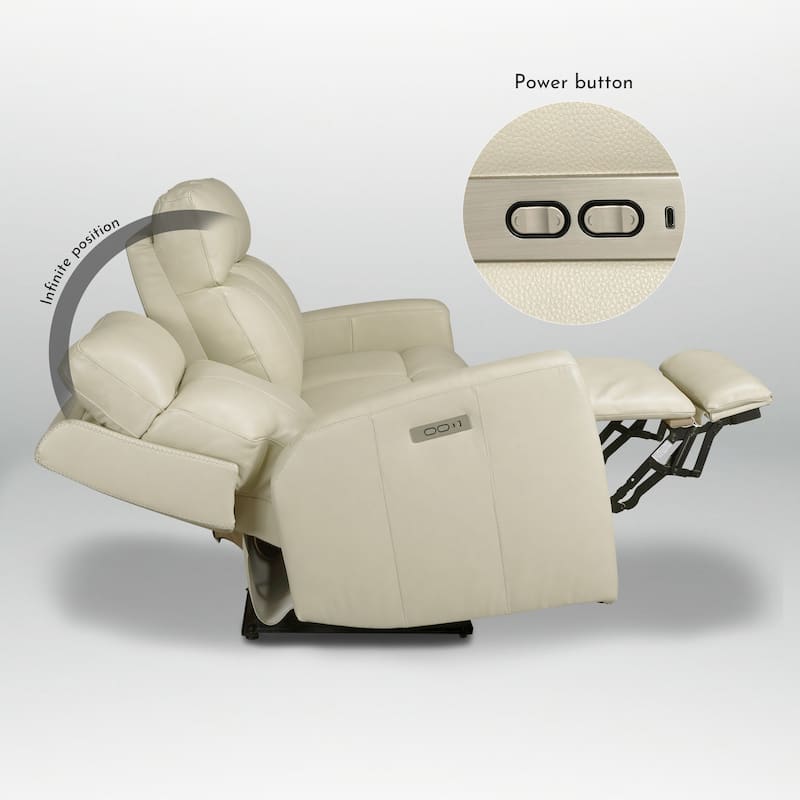 81.5'' Genuine Leather Zero Gravity Power Recliner Sofa with Power Headrest, USB&USB-C Port