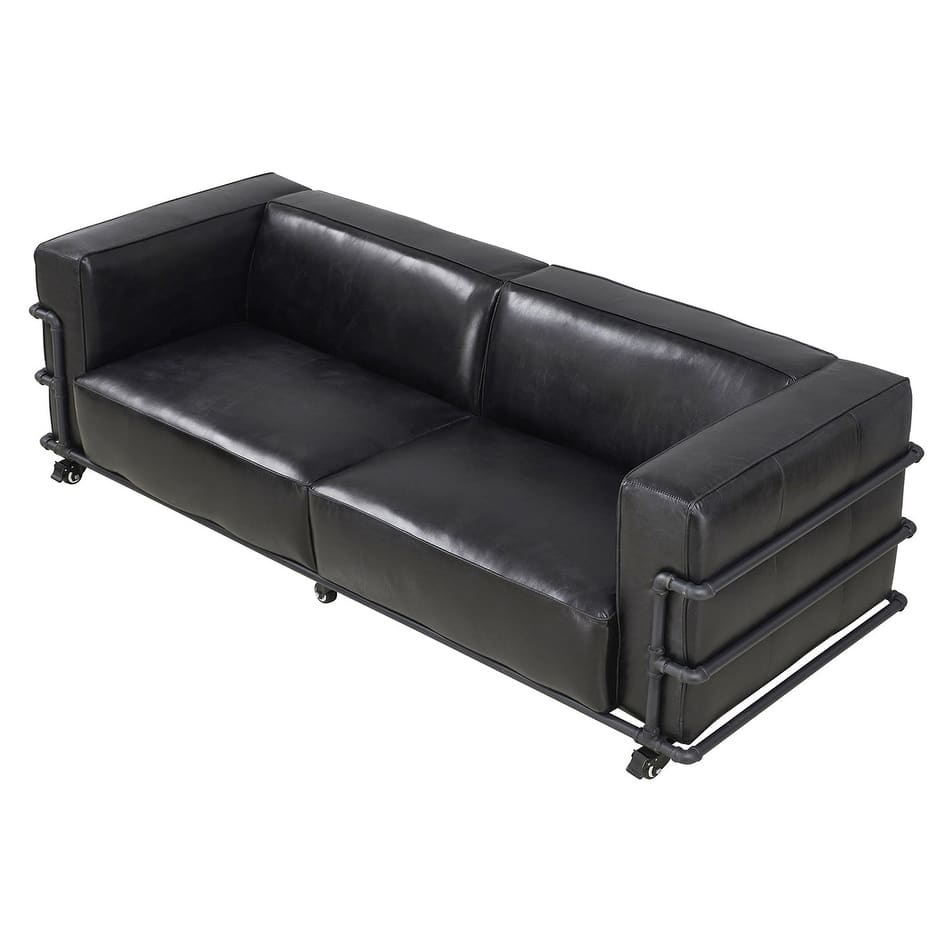 Henry Industrial Modern Leather Sofa (2 Colors Available)