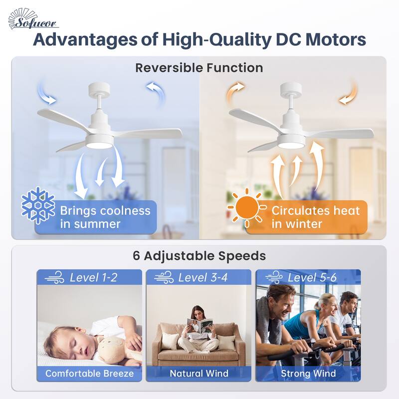 Modern Ceiling Fan With Light Smart Life APP Remote Control Timer For Alexa Google Bedroom Farmhouse