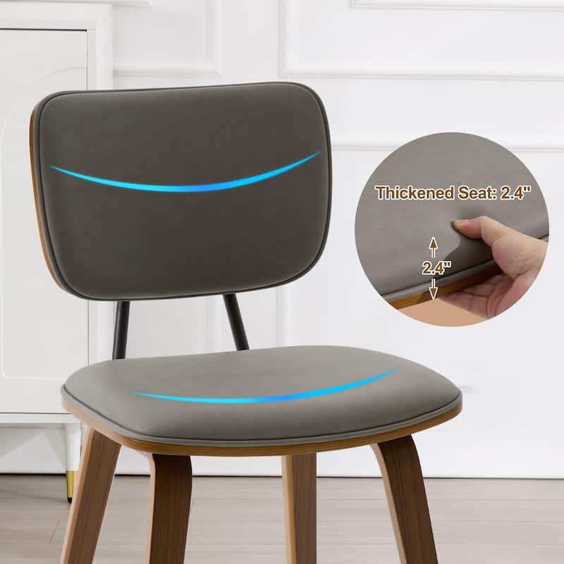 Faux Leather Upholstered Dining Chairs Set of 2/4 with Wood Legs - 32.3"H x 18.5"W x 21.8"D