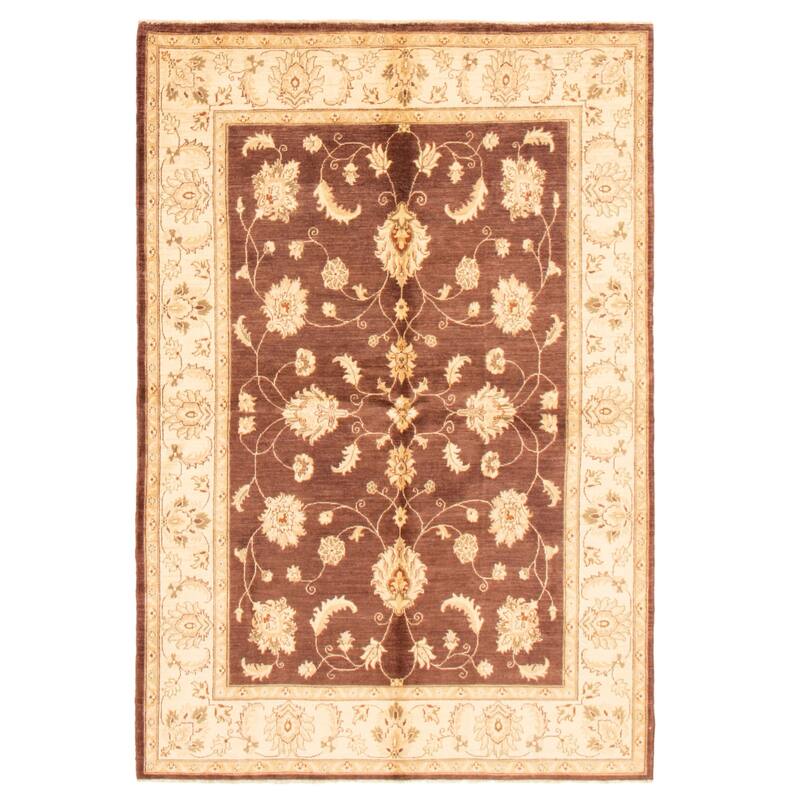 ECARPETGALLERY Hand-knotted Peshawar Oushak Dark Brown Wool Rug - 6'0 x 8'10 - Dark Brown - 6'0 x 8'10