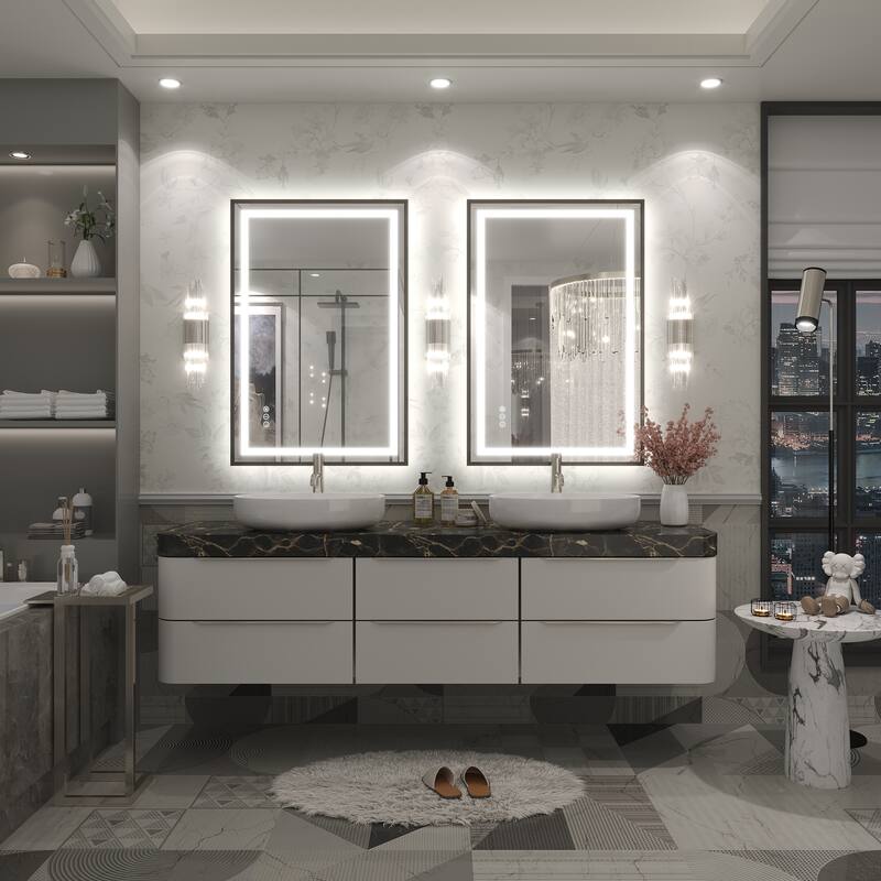 KIOTEE 24V Ultra-Bright LED Bathroom Mirror, Anti-Fog, Tempered Glass