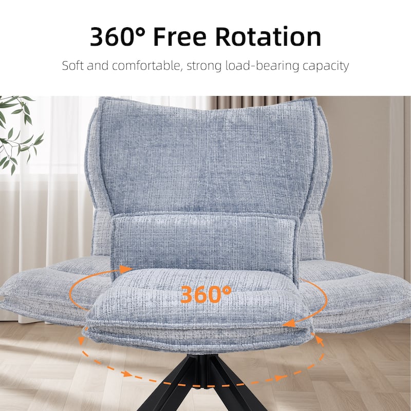 Modern Upholstered Swivel Dining Chairs Accent Side Chairs with Metal Legs