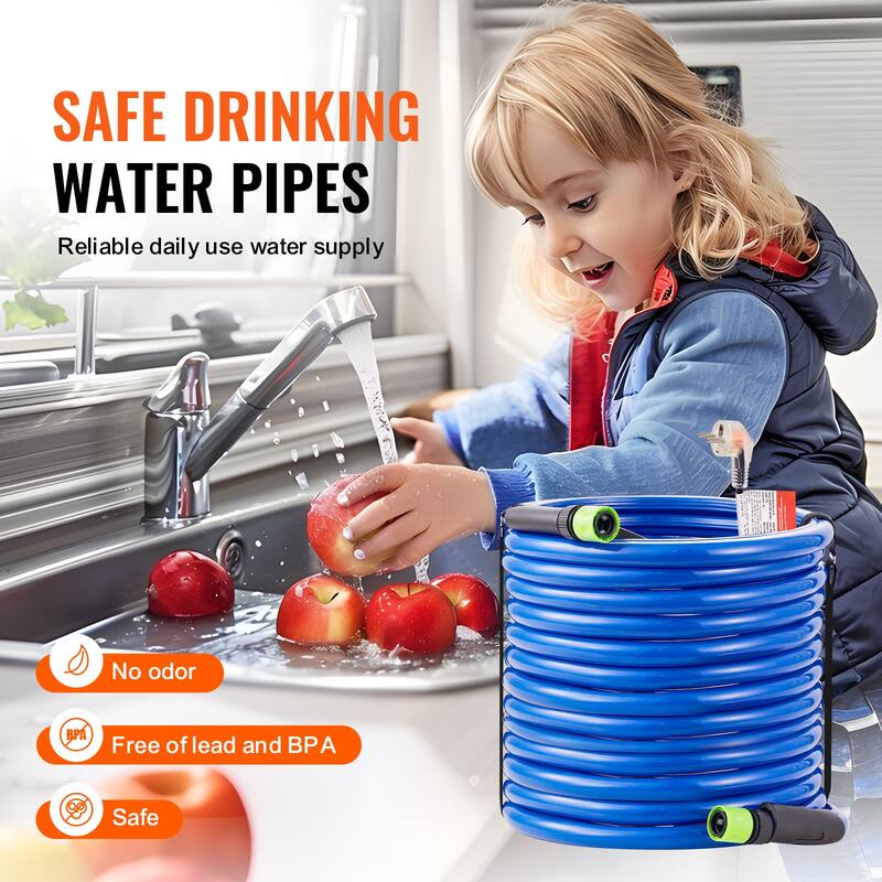 Heated Water Hose for RV, Heated Drinking Water Hose Antifreeze to -45°F, Automatic Self-regulating, 5/8" I.D.