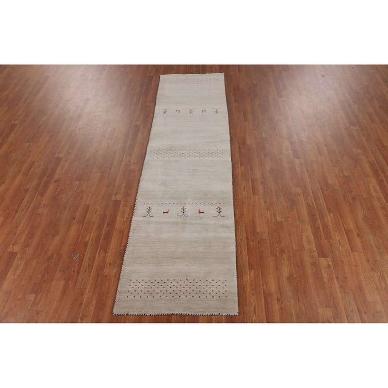 Gabbeh Indian Runner Rug Hand-Knotted Oriental Tribal Wool Carpet - 2'7"x 9'7"