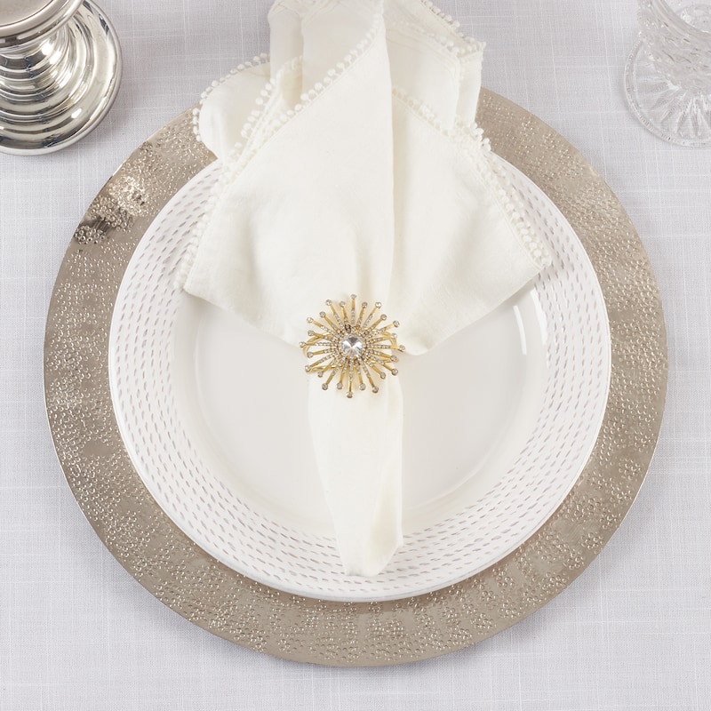 Table Napkin Rings With Jewel Starburst Design (Set of 4)