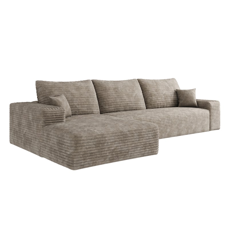 107" Cloud Chaise Sectional Sofa, Ergonomic Seat Tool-Free Assembly