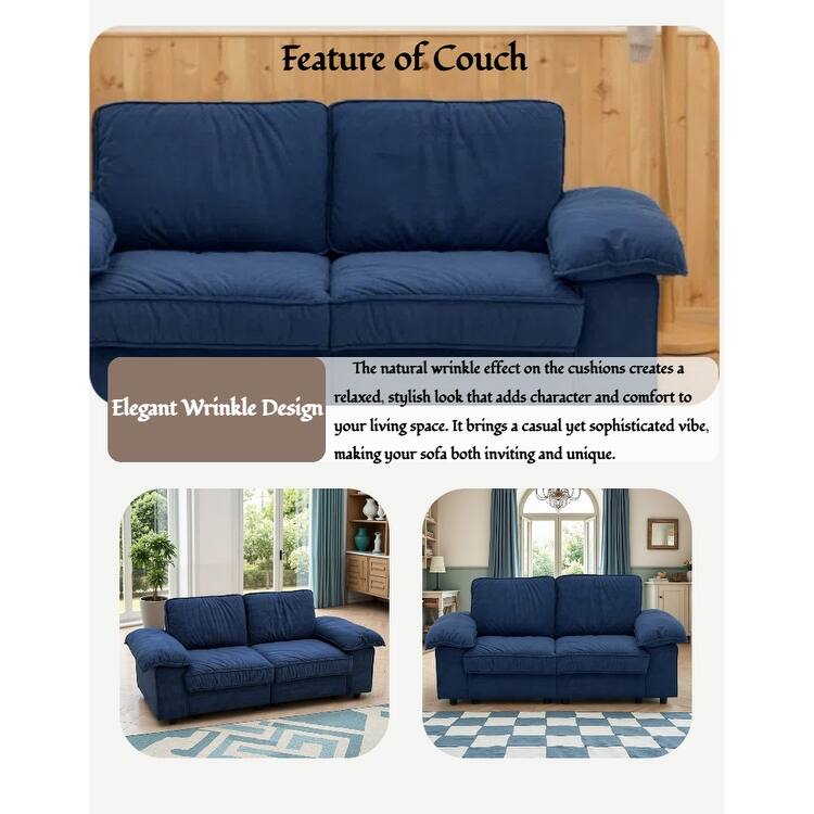 79" Loveseat Sofa Couch with Under-Seat Storage, Elegant 2-Seater Settee with Pillow Top Armrests for Living Room