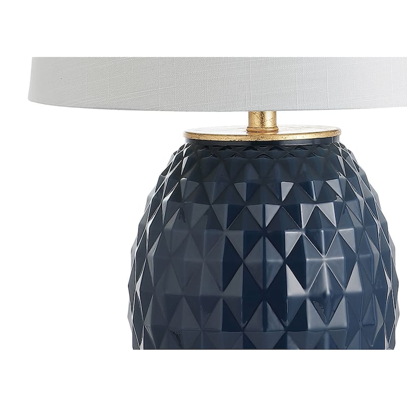 Ronald 25.5" LED Glass/Metal Table Lamp, White/Gold Leaf by JONATHAN Y