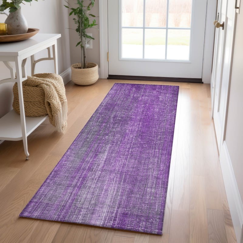 Machine Washable Indoor/ Outdoor Ombre Solid Chantille Rug