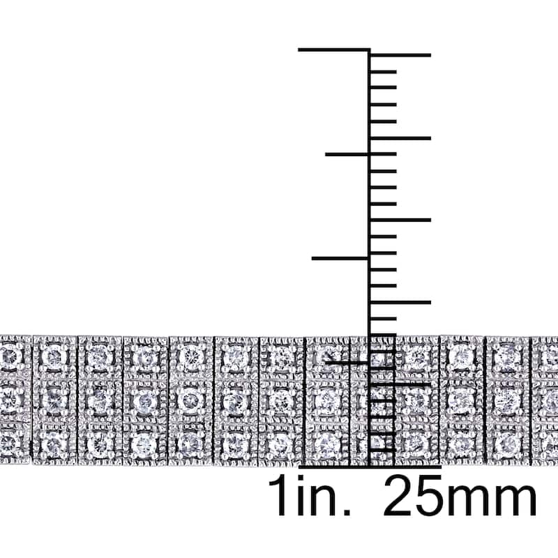 Miadora 2 7/8ct TW Triple Row Diamond Bracelet in 10k White Gold