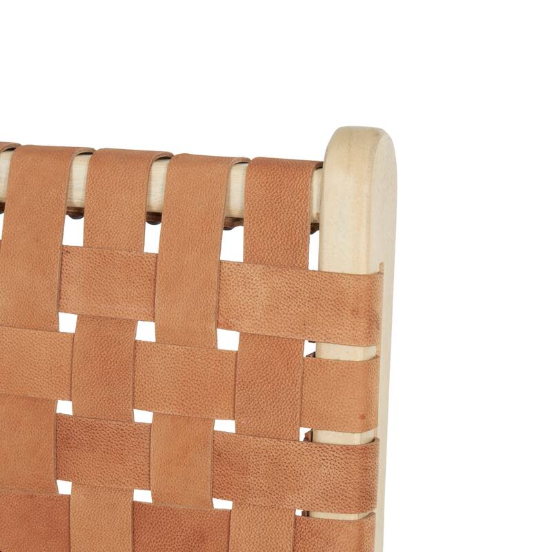 Brown Mango Wood Handmade Woven Bar Stool with Light Brown Wood Frame with Backrest and Footrest