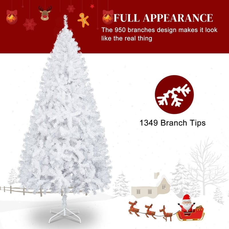 6FT Iron Leg White Christmas Tree with 1000 Branches - N/A