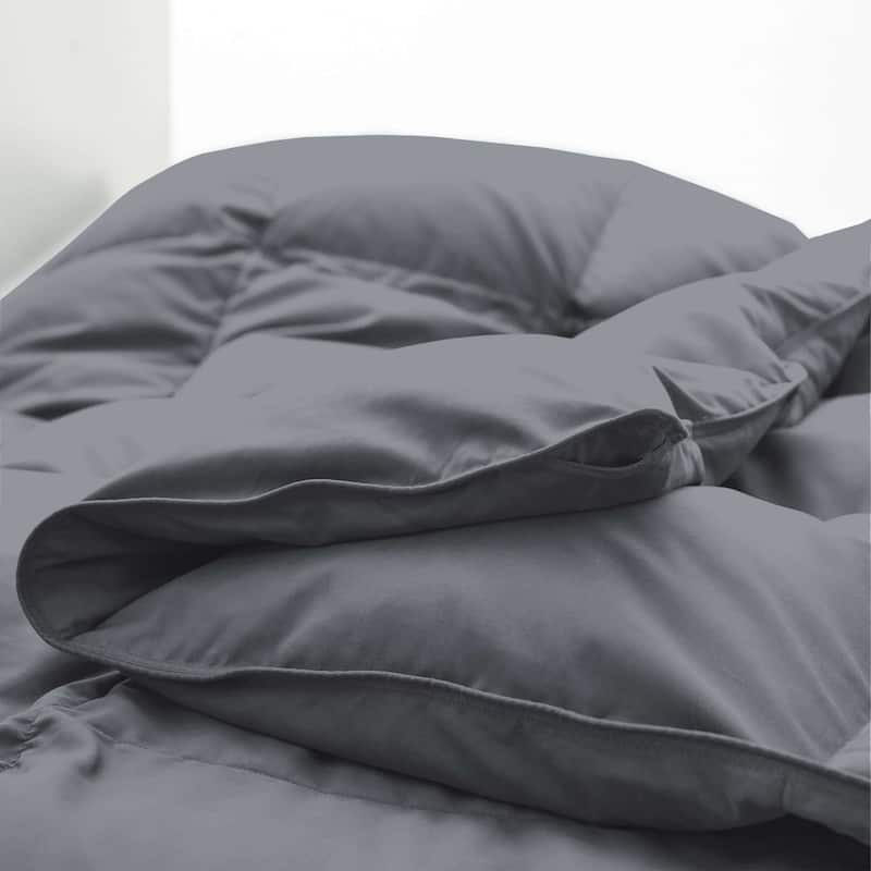 All-Season Medium Warmth White Goose Down Comforter with Premium Fabric
