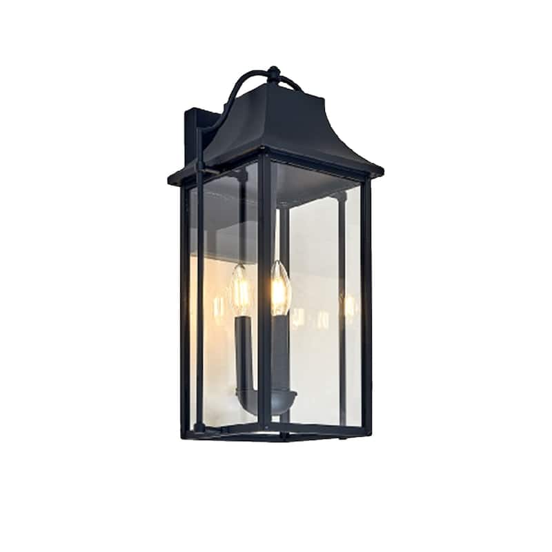 3 Light outdoor wall lamp with clear glass - 21.25"H x 10.5"W x 9.5"D - Black - 21.25"H x 10.5"W x 9.5"D