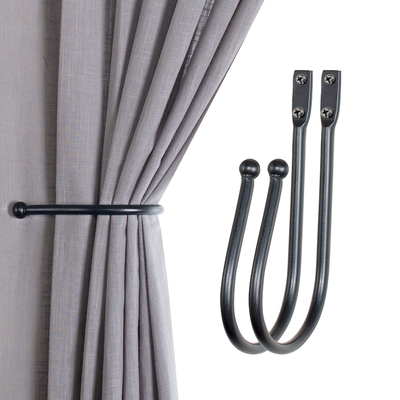 2 Pcs Curtain Holdback for Curtains Wall Mounted Metal Drapery Hook for Door Window Treatment- By Deco Window