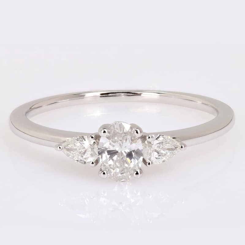 Miadora 14k White Gold 1/2ct TDW Diamond Three-Stone Engagement Ring