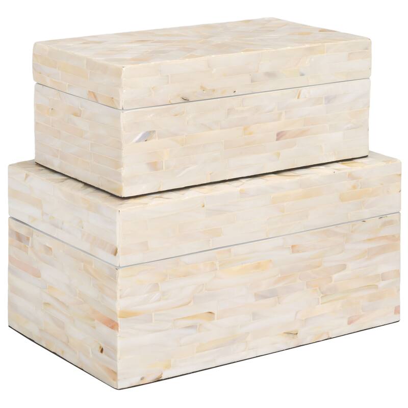 SAFAVIEH Asbjorg Set of 2 Boxes (Fully Assembled) - 9.8 In. W x 5.9 In. D x 4.9 In. H - 10Wx6Dx5H