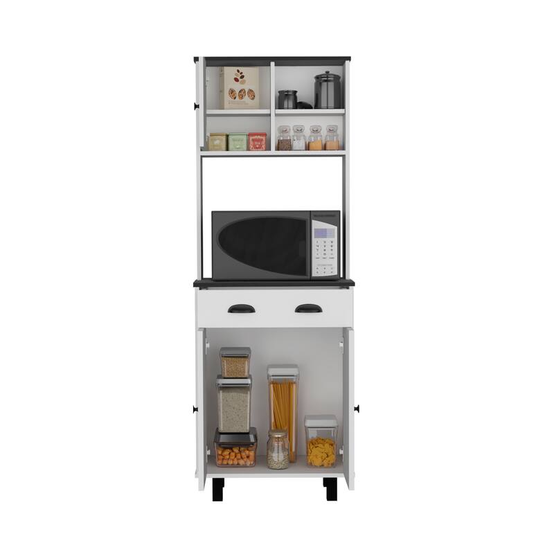 Kitchen Pantry with 2 Cabinets, 2 Open Shelves, and Drawer