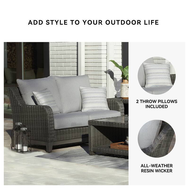 Signature Design by Ashley Elite Park Outdoor Loveseat - 57"W x 36"D x 33"H