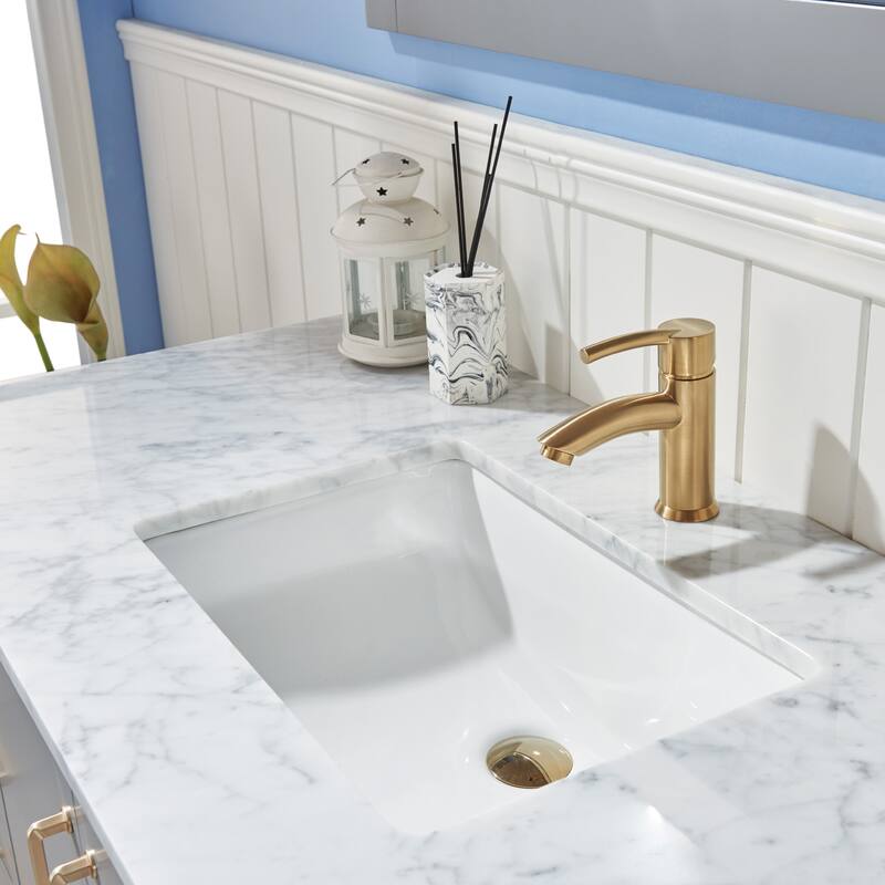 Altair Sutton Single Bathroom Vanity Set and Carrara White Countertop