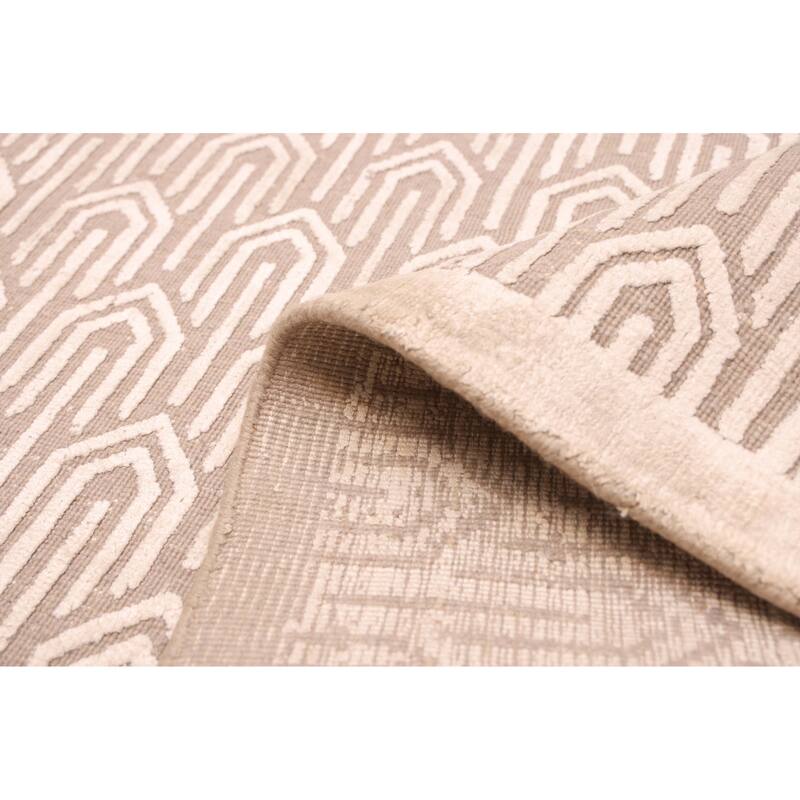 ECARPETGALLERY Hand Loomed Elysian Ivory Viscose, Wool Rug - 8'0 x 10'3