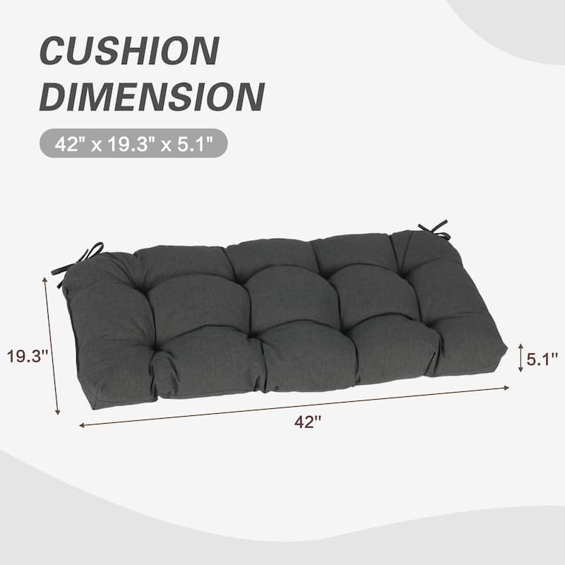 Aoodor Outdoor Polyester Tufted Bench Cushion, Water-resistant & Fade-Resistant Cushion