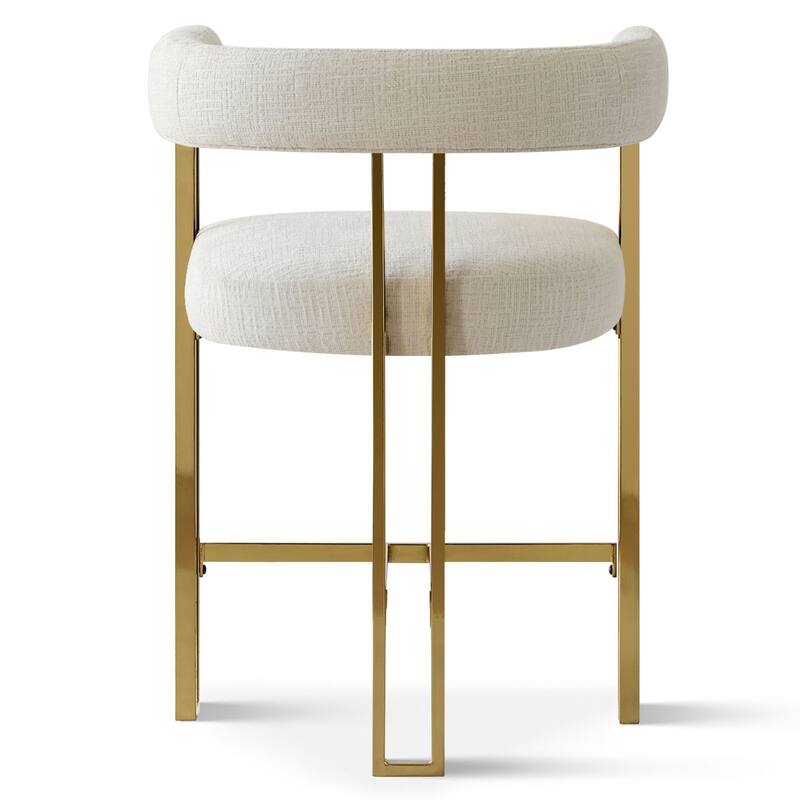 25" Seat Height Upholstered Chenille Gold Matel Counter Stool